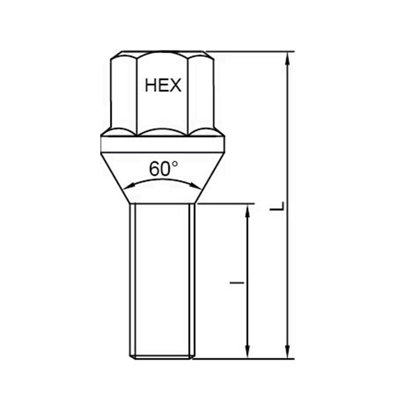 WF-B002 Chrome Plated Cone Seat Automotive Wheel Bolt