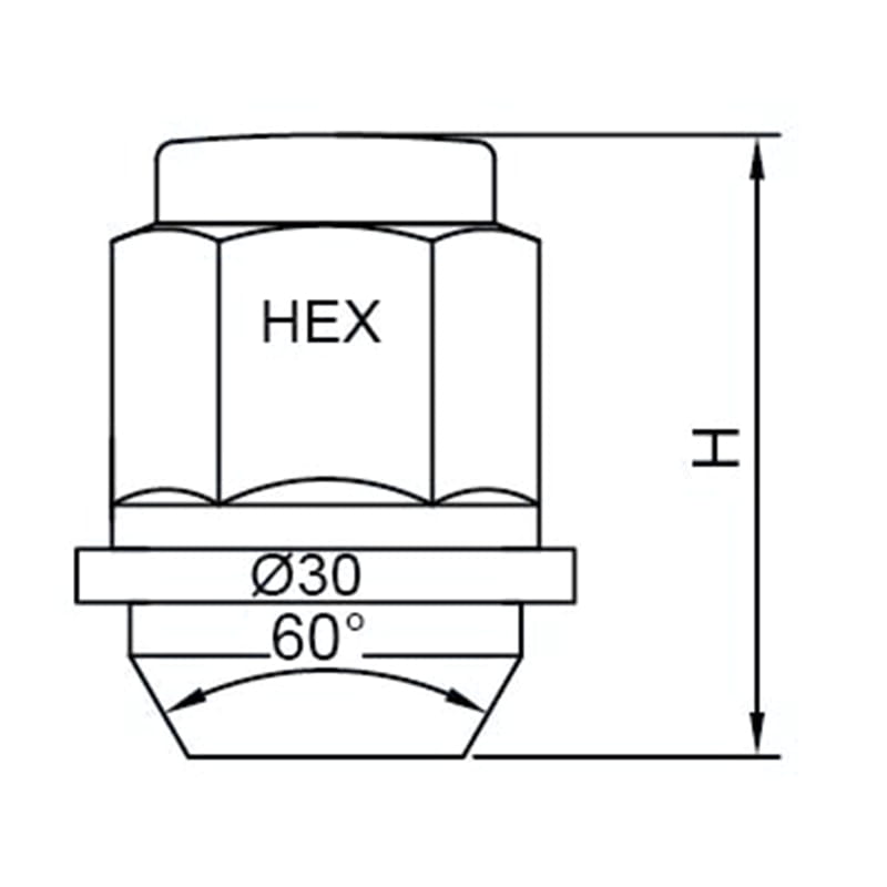 WF- N023ST Bulge Conical Closed End Lug Nut With Rubber Washer WF- N023ST Bulge Conical Closed End Lug Nut With Rubber Washer