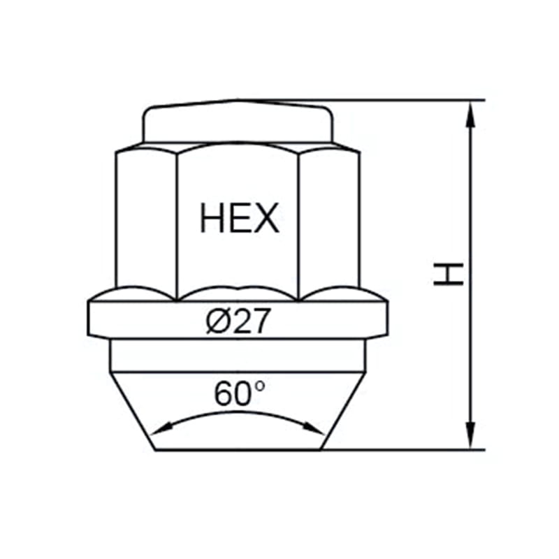 WF- N024M Bulge‑Style Closed End Dome Top Lug Nut WF- N024M Bulge‑Style Closed End Dome Top Lug Nut