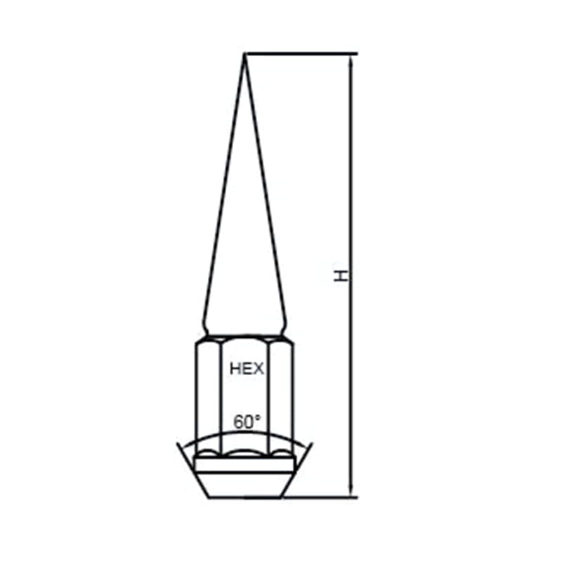 WF- N027 Spike Style Bulge Acorn Closed End Lug Nut