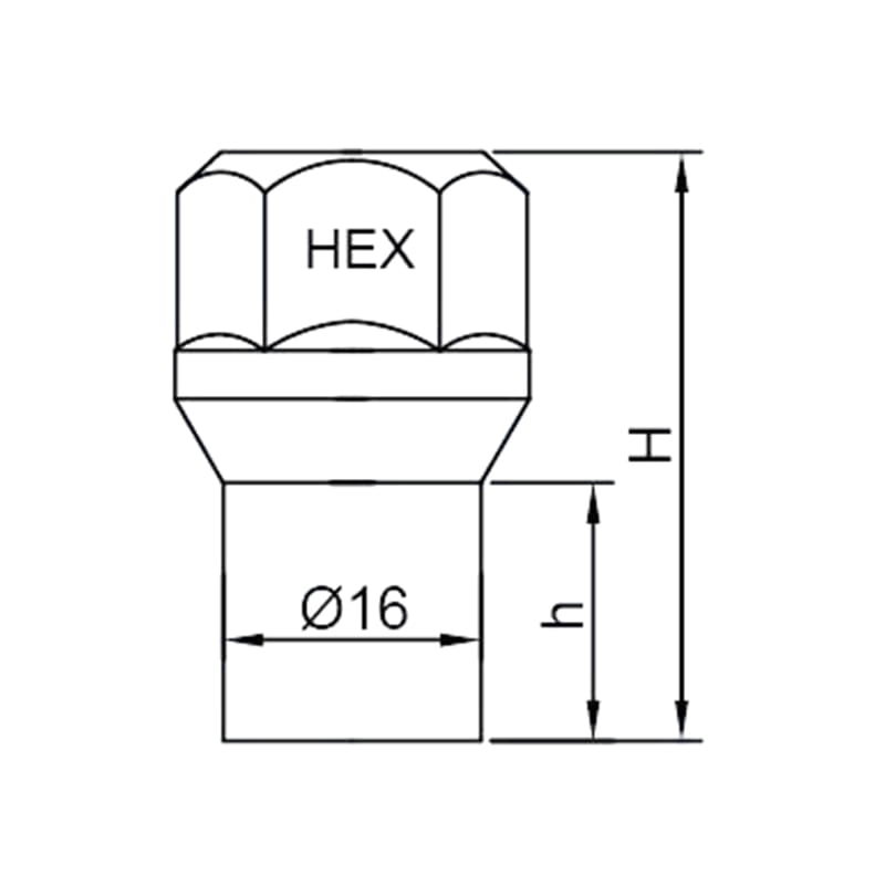 WF-N066 ET Acorn Conical Lug Nuts Long Thread Shank